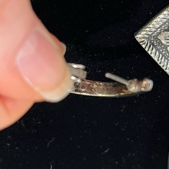 NEW Sterling Silver 925 Vintage Elongated Flattened Teardrop Hoop Earrings 1.25 - Picture 13 of 15